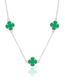 Choker Elos Trevos Esmeralda Ródio Branco