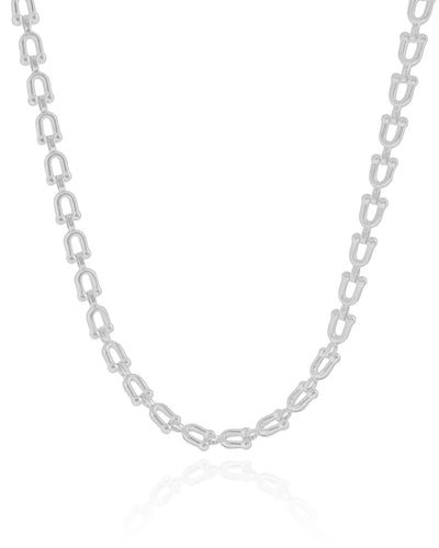 Choker Elos em U 5 mm Ródio Branco - 35 cm