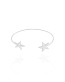 Bracelete Estrelas Texturizadas Ródio Branco