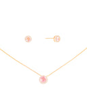 Conjunto Safira Rosa Cravejado Banhado a Ouro 18K