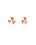 Brinco Flor Colorida 1.4 cm Ródio Branco