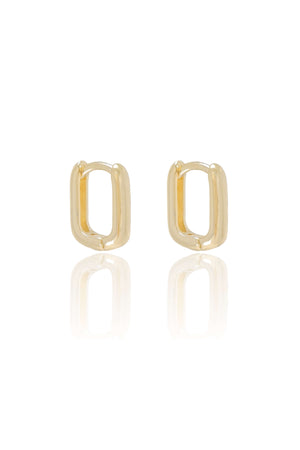 Brinco Argola Retangular Tamanho P Banhado a Ouro 18K