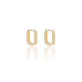 Brinco Argola Retangular Tamanho P Banhado a Ouro 18K