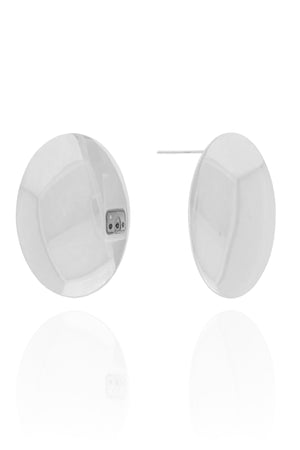 Brinco Oval Liso 3.7 cm Ródio Branco