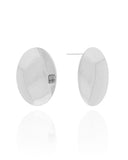 Brinco Oval Liso 3.7 cm Ródio Branco