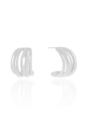 Brinco Argola Quatro Filetes Lisos Ródio Branco