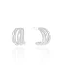 Brinco Argola Quatro Filetes Lisos Ródio Branco
