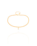 Tornozeleira Tripla Veneziana Ponto de Luz Cristal Banhado a Ouro 18K