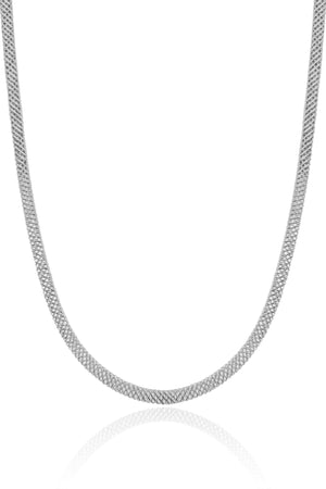 Choker Malha Esteira 3 mm Ródio Branco