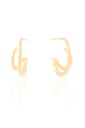 Brinco Argola Filetes Duplos Lisos 2.7 cm Banhado a Ouro 18K