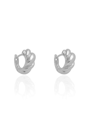 Brinco Argola Click Croissant 1.6 cm Ródio Branco