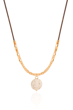 Choker Fio Coreano Howlita 12 mm Banhado a Ouro 18K