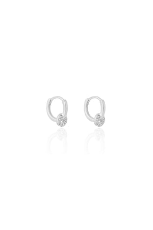 Brinco Argola com Círculo Cravejado Cristal Ródio Branco