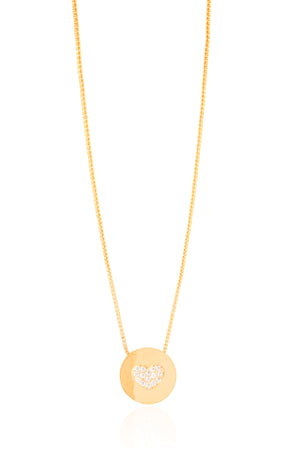 Gargantilha Veneziana Coração Cravejado Cristal Banhado a Ouro 18K - 40 cm