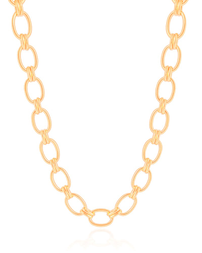 Colar Elos Ovais 9 mm Banhado a Ouro 18K - 40 cm