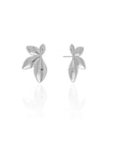 Brinco Folhas Lisas 2.5 cm Ródio Branco