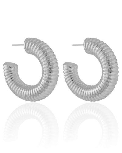 Brinco Argola Tubo Mola 4 cm Ródio Branco