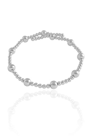 Bracelete Mola Bolas Lisas Ródio Branco