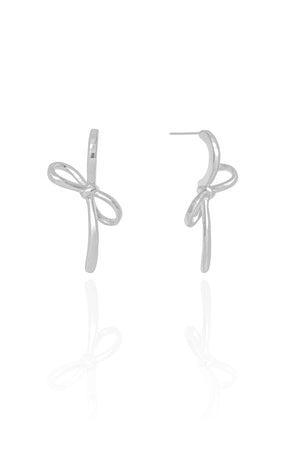 Brinco Laço Liso 3.0 cm Ródio Branco