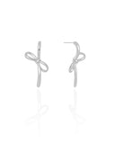 Brinco Laço Liso 3.0 cm Ródio Branco