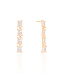 Brinco Baguetes Cristal 4.0 cm Banhado a Ouro 18K