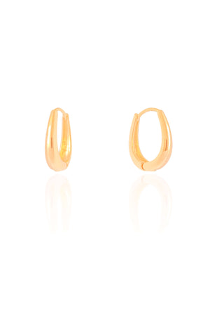 Brinco Argola Click Oval Liso 1.9 cm Banhado a Ouro 18K