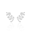 Ear Cuff Duplo 7 Filetes Liso Pressão Ródio Branco