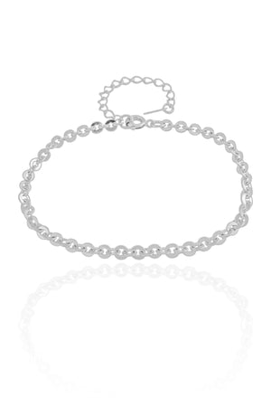 Pulseira Elos Ovais 3 mm Ródio Branco