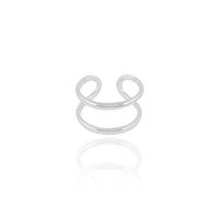 Anel Ajustável Dois Filetes Lisos Tamanho P Ródio Branco