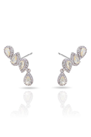 Ear Cuff Champagne Cravejado Cristal com Gota Pendente