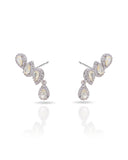 Ear Cuff Champagne Cravejado Cristal com Gota Pendente