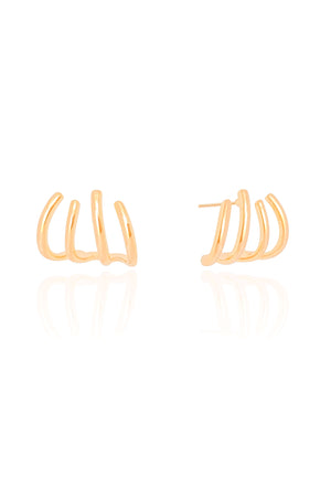 Brinco Ear Cuff Filetes Lisos 1.5 cm Banhado a Ouro 18K