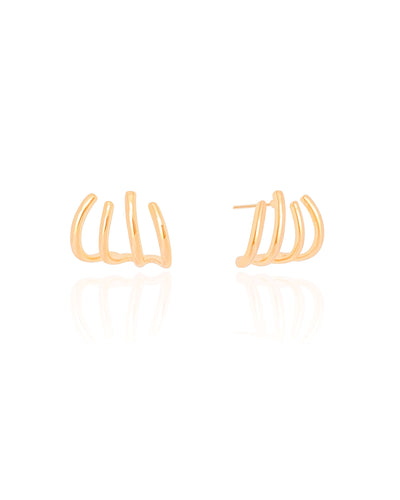 Brinco Ear Cuff Filetes Lisos 1.5 cm Banhado a Ouro 18K