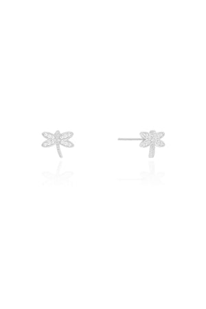 Brinco Libélula Cristal Cravejado Ródio Branco