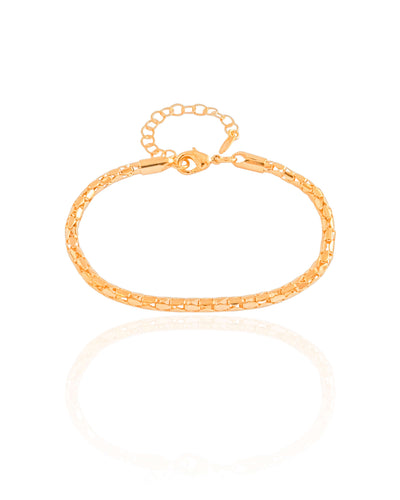 Pulseira Malha Oca 3 mm Banhado a Ouro 18K