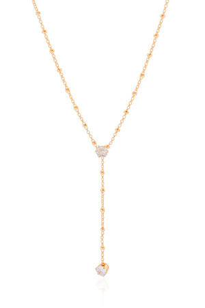 Gargantilha Gravata Bolinhas Pontos de Luz Cristal Banhado a Ouro 18K