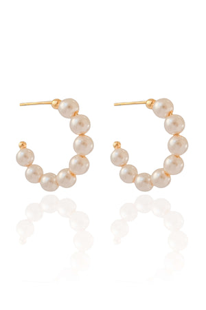 Brinco Argola Pérolas Banhado a Ouro 18K