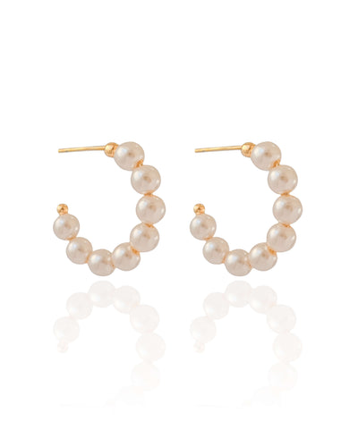 Brinco Argola Pérolas 2,7 cm Banhado a Ouro 18K