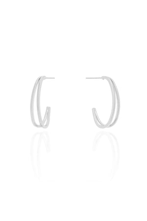 Brinco Argola Dois Filetes Lisos 2.1 cm Ródio Branco