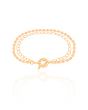 Pulseira Dupla Plaquinhas Elos Banhado a Ouro 18K