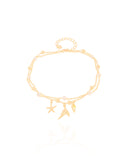 Tornozeleira Dupla Fundo do Mar Banhado a Ouro 18K