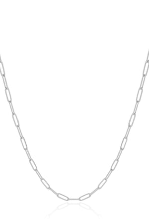 Gargantilha Elos Ovais 3 mm Ródio Branco - 45 cm