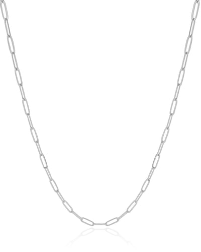 Gargantilha Elos Ovais 3 mm Ródio Branco - 45 cm