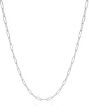 Gargantilha Elos Ovais 3 mm Ródio Branco - 45 cm