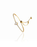 Pulseira Tennis Riviera Ajustável com Pingente Gota Cravejada Cristal