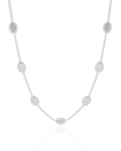 Colar Elos Ovais Lisos 6 mm Ródio Branco - 40 cm