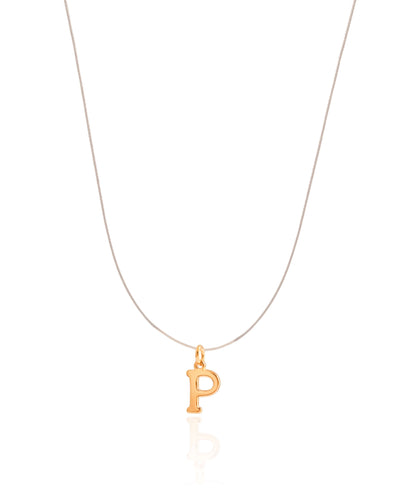 Choker Nylon Letra P Banhado a Ouro 18K - 35 cm