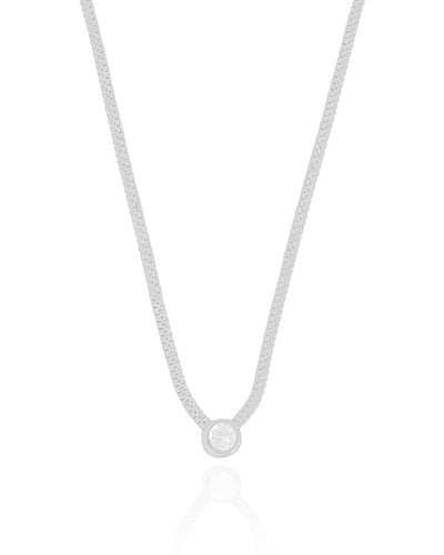 Choker Veneziana Dupla Ponto de Luz Cristal 7 mm Ródio Branco - 30 cm