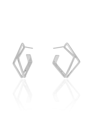 Brinco Argola Quadrada Dupla 2.6 cm Ródio Branco