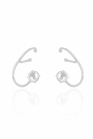 Ear Cuff Tarraxa Piercing Ródio Branco